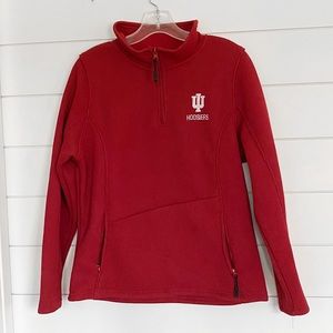 IU Hoosiers | coliseum brand 1/4 zip knit pullover sweater in crimson red cream